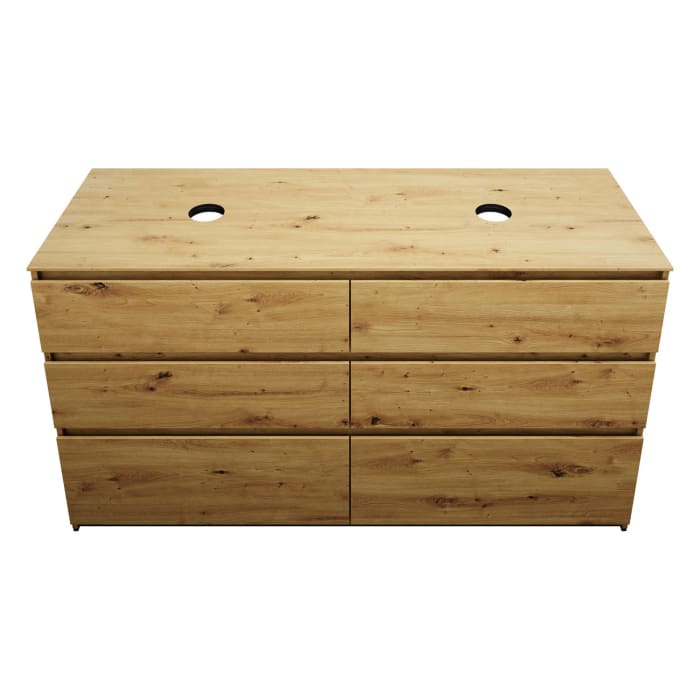 burgbad Lin20 Waschtischunterschrank mit Konsolenplatte 160 cm, 6 Auszüge, Beckenausschnitt links und rechts