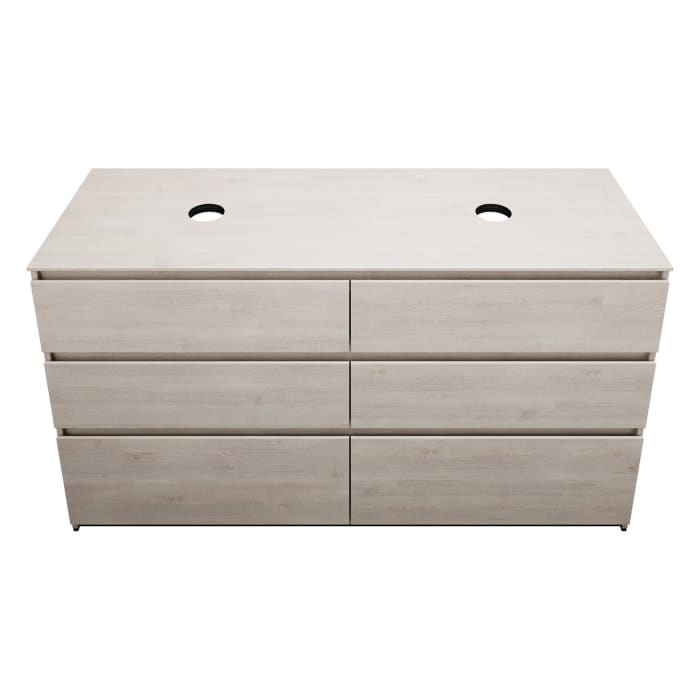 burgbad Lin20 Waschtischunterschrank mit Konsolenplatte 160 cm, 6 Auszüge, Beckenausschnitt links und rechts