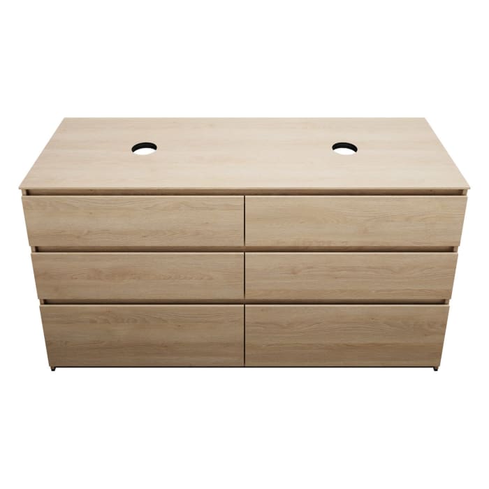 burgbad Lin20 Waschtischunterschrank mit Konsolenplatte 160 cm, 6 Auszüge, Beckenausschnitt links und rechts