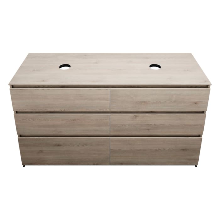 burgbad Lin20 Waschtischunterschrank mit Konsolenplatte 160 cm, 6 Auszüge, Beckenausschnitt links und rechts