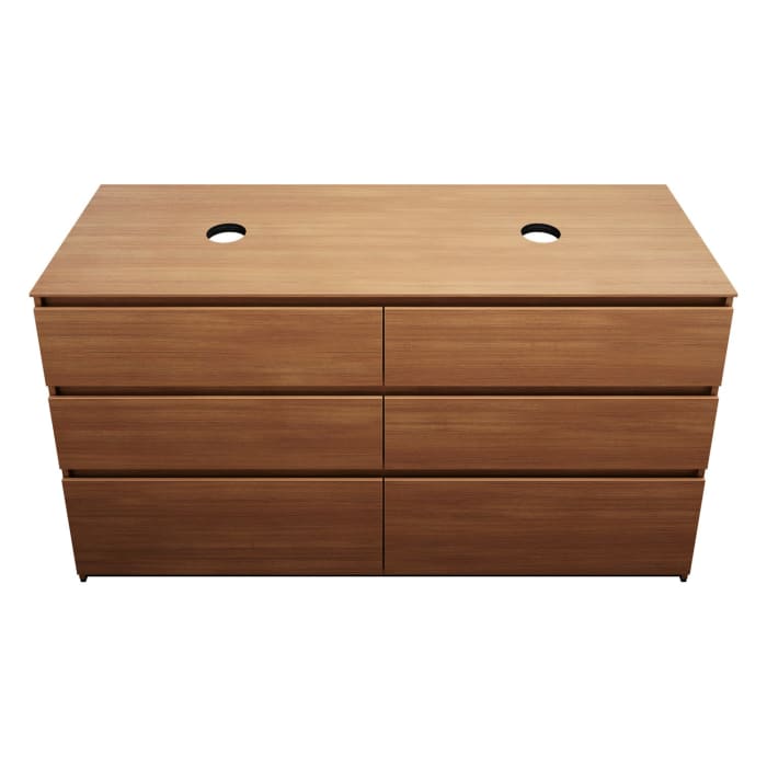 burgbad Lin20 Waschtischunterschrank mit Konsolenplatte 160 cm, 6 Auszüge, Beckenausschnitt links und rechts