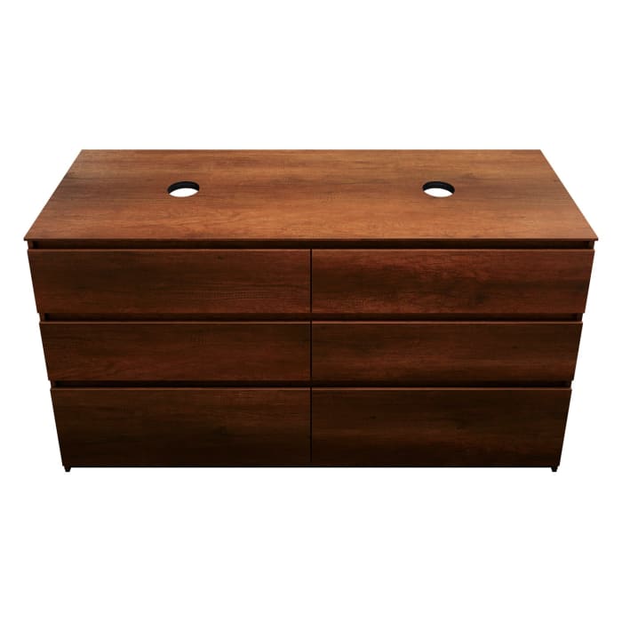 burgbad Lin20 Waschtischunterschrank mit Konsolenplatte 160 cm, 6 Auszüge, Beckenausschnitt links und rechts