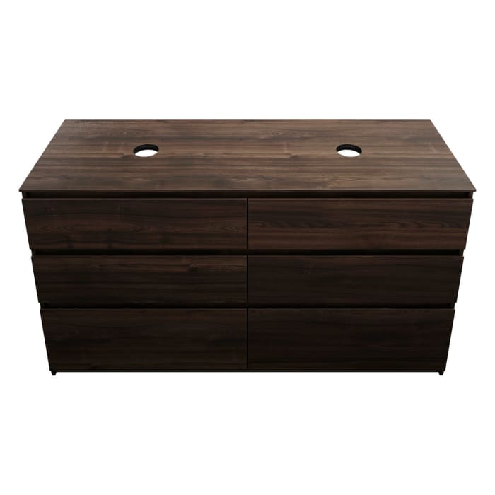 burgbad Lin20 Waschtischunterschrank mit Konsolenplatte 160 cm, 6 Auszüge, Beckenausschnitt links und rechts