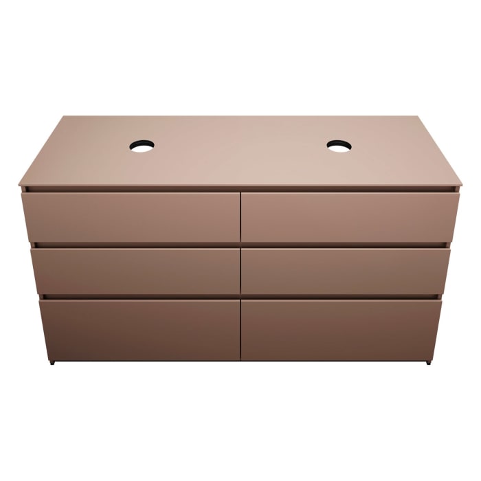 burgbad Lin20 Waschtischunterschrank mit Konsolenplatte 160 cm, 6 Auszüge, Beckenausschnitt links und rechts