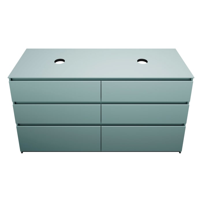 burgbad Lin20 Waschtischunterschrank mit Konsolenplatte 160 cm, 6 Auszüge, Beckenausschnitt links und rechts