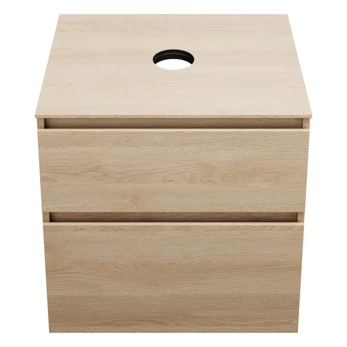 burgbad Lin20 Waschtischunterschrank mit Konsolenplatte 60 cm, 2 Auszüge, Beckenausschnitt mittig