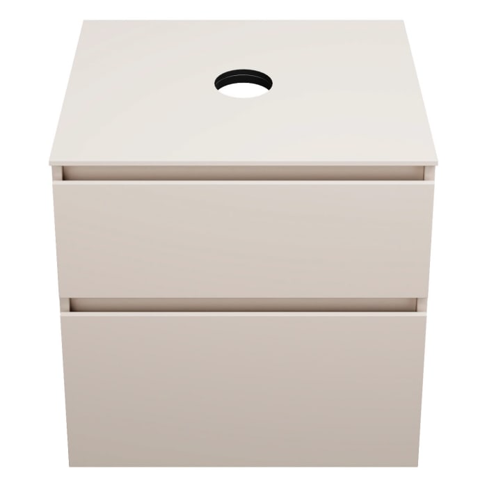 burgbad Lin20 Waschtischunterschrank mit Konsolenplatte 60 cm, 2 Auszüge, Beckenausschnitt mittig