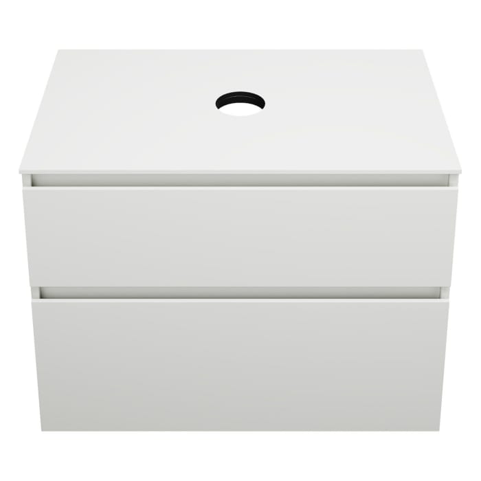 burgbad Lin20 Waschtischunterschrank mit Konsolenplatte 80 cm, 2 Auszüge, Beckenausschnitt mittig