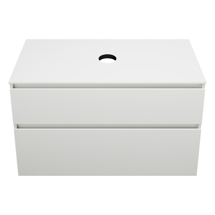 burgbad Lin20 Waschtischunterschrank mit Konsolenplatte 100 cm, 2 Auszüge, Beckenausschnitt mittig