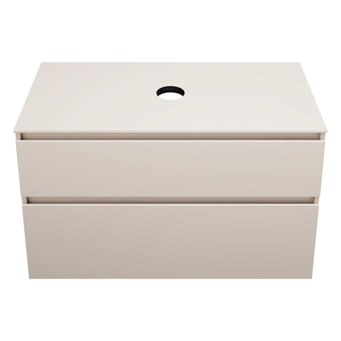 burgbad Lin20 Waschtischunterschrank mit Konsolenplatte 100 cm, 2 Auszüge, Beckenausschnitt mittig