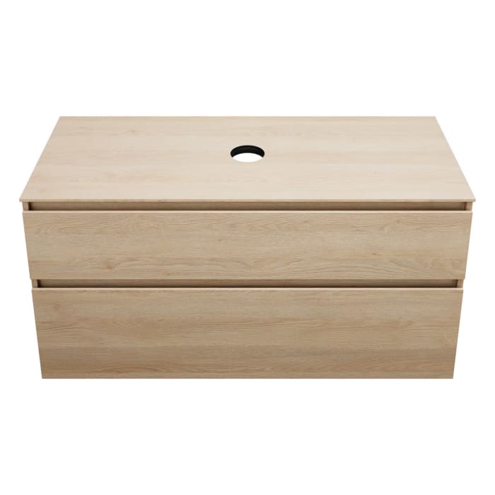 burgbad Lin20 Waschtischunterschrank mit Konsolenplatte 120 cm, 2 Auszüge, Beckenausschnitt mittig