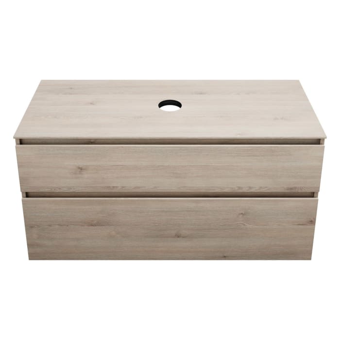 burgbad Lin20 Waschtischunterschrank mit Konsolenplatte 120 cm, 2 Auszüge, Beckenausschnitt mittig