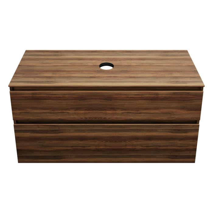 burgbad Lin20 Waschtischunterschrank mit Konsolenplatte 120 cm, 2 Auszüge, Beckenausschnitt mittig