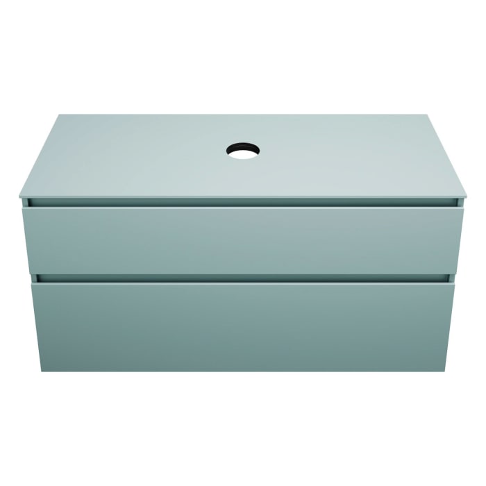 burgbad Lin20 Waschtischunterschrank mit Konsolenplatte 120 cm, 2 Auszüge, Beckenausschnitt mittig