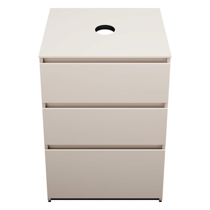 burgbad Lin20 Waschtischunterschrank mit Konsolenplatte 60 cm, 3 Auszüge, Beckenausschnitt mittig