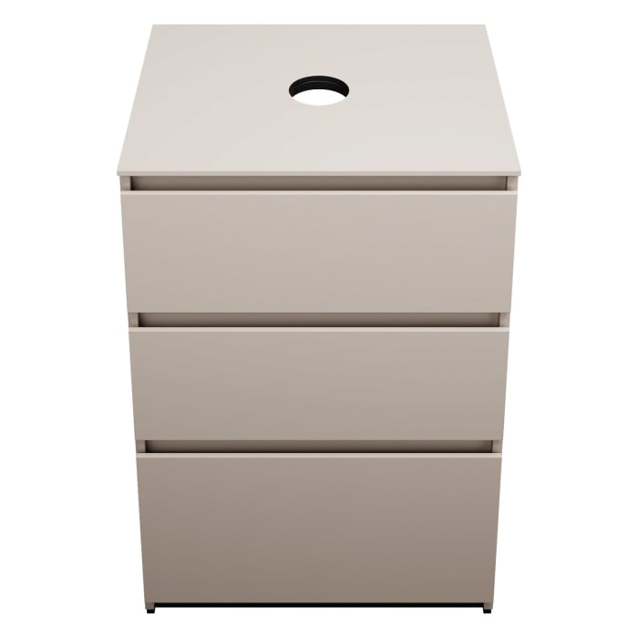 burgbad Lin20 Waschtischunterschrank mit Konsolenplatte 60 cm, 3 Auszüge, Beckenausschnitt mittig