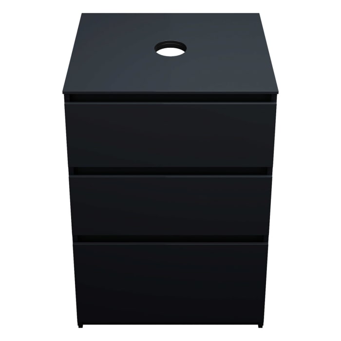 burgbad Lin20 Waschtischunterschrank mit Konsolenplatte 60 cm, 3 Auszüge, Beckenausschnitt mittig