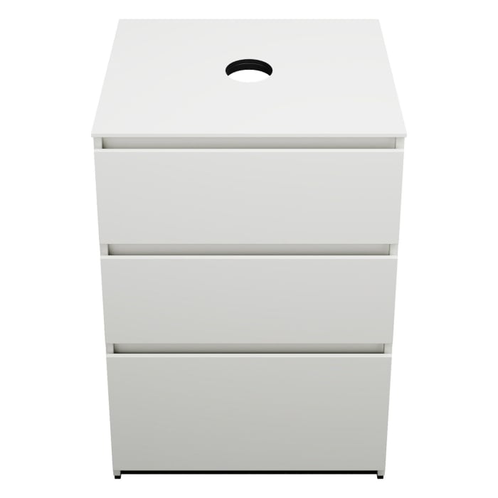 burgbad Lin20 Waschtischunterschrank mit Konsolenplatte 60 cm, 3 Auszüge, Beckenausschnitt mittig