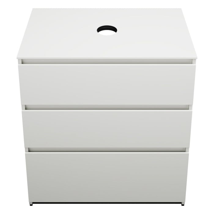 burgbad Lin20 Waschtischunterschrank mit Konsolenplatte 80 cm, 3 Auszüge, Beckenausschnitt mittig