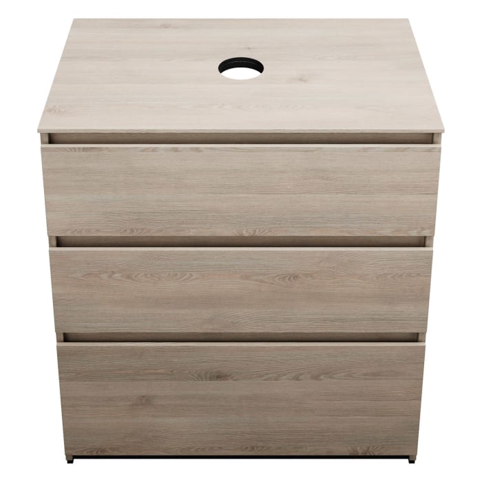 burgbad Lin20 Waschtischunterschrank mit Konsolenplatte 80 cm, 3 Auszüge, Beckenausschnitt mittig