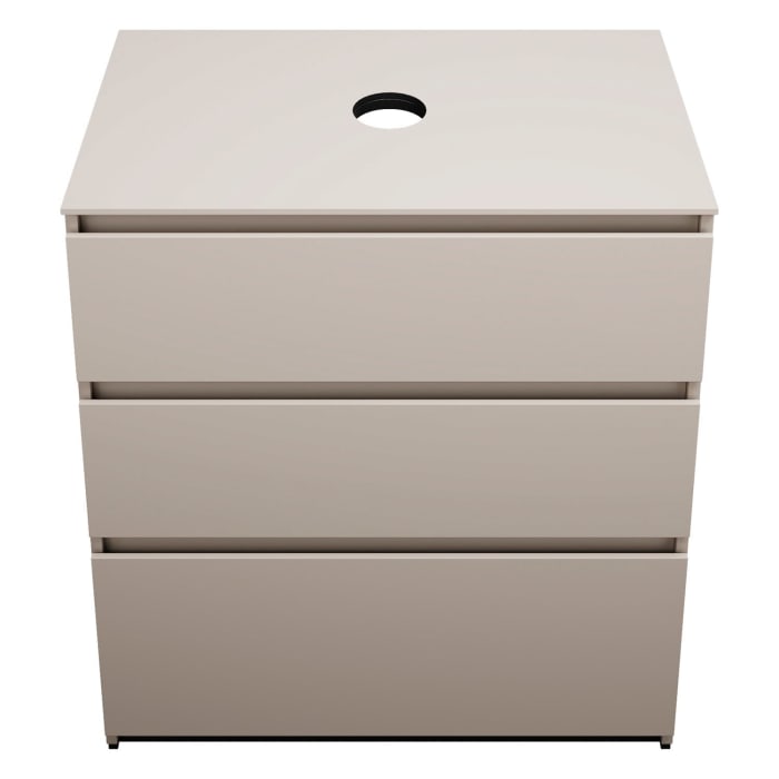 burgbad Lin20 Waschtischunterschrank mit Konsolenplatte 80 cm, 3 Auszüge, Beckenausschnitt mittig