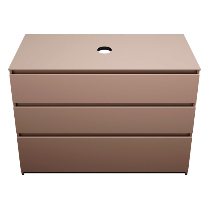 burgbad Lin20 Waschtischunterschrank mit Konsolenplatte 120 cm, 3 Auszüge, Beckenausschnitt mittig