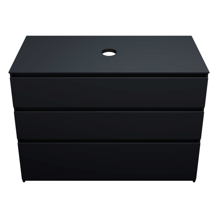 burgbad Lin20 Waschtischunterschrank mit Konsolenplatte 120 cm, 3 Auszüge, Beckenausschnitt mittig