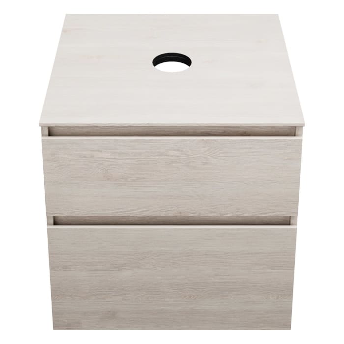 burgbad Lin20 Waschtischunterschrank mit Konsolenplatte 60 cm, 2 Auszüge, Beckenausschnitt mittig