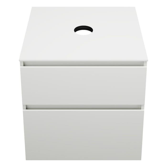 burgbad Lin20 Waschtischunterschrank mit Konsolenplatte 60 cm, 2 Auszüge, Beckenausschnitt mittig