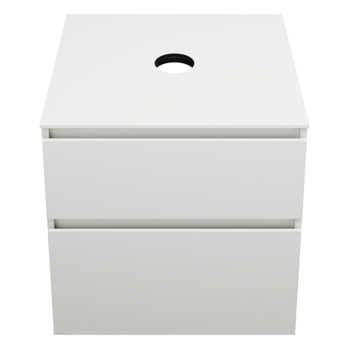 burgbad Lin20 Waschtischunterschrank mit Konsolenplatte 60 cm, 2 Auszüge, Beckenausschnitt mittig