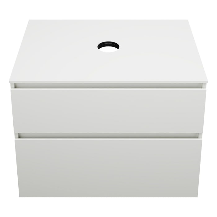 burgbad Lin20 Waschtischunterschrank mit Konsolenplatte 80 cm, 2 Auszüge, Beckenausschnitt mittig