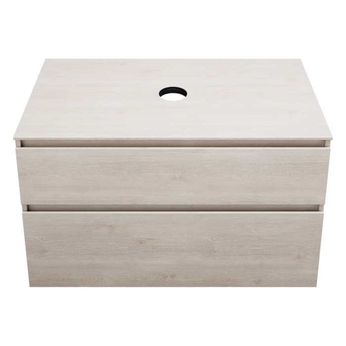 burgbad Lin20 Waschtischunterschrank mit Konsolenplatte 100 cm, 2 Auszüge, Beckenausschnitt mittig