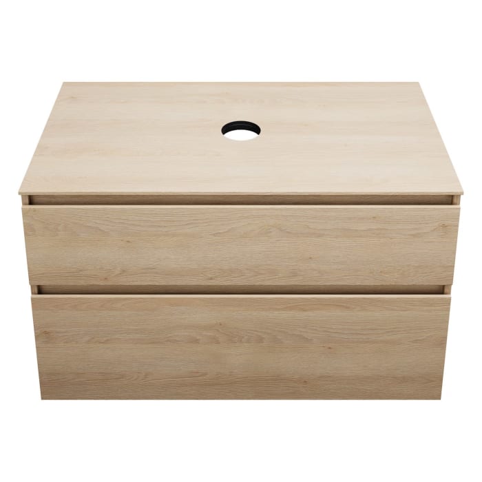 burgbad Lin20 Waschtischunterschrank mit Konsolenplatte 100 cm, 2 Auszüge, Beckenausschnitt mittig