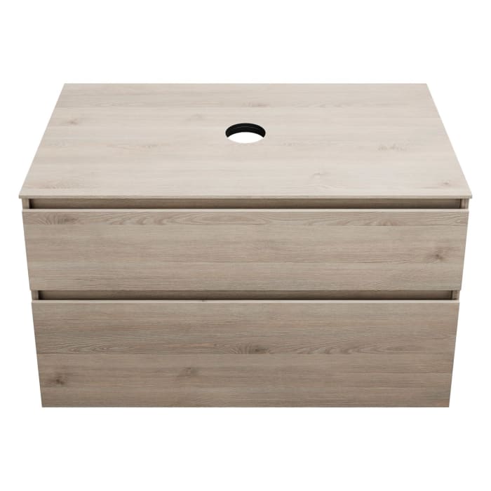 burgbad Lin20 Waschtischunterschrank mit Konsolenplatte 100 cm, 2 Auszüge, Beckenausschnitt mittig