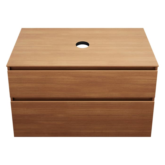 burgbad Lin20 Waschtischunterschrank mit Konsolenplatte 100 cm, 2 Auszüge, Beckenausschnitt mittig