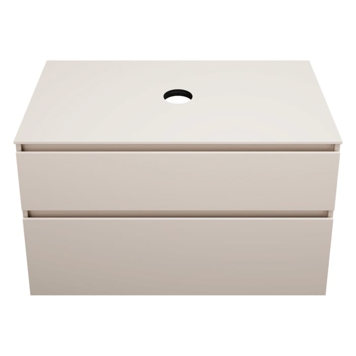 burgbad Lin20 Waschtischunterschrank mit Konsolenplatte 100 cm, 2 Auszüge, Beckenausschnitt mittig