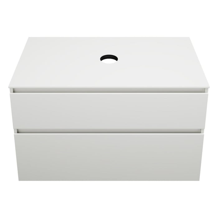 burgbad Lin20 Waschtischunterschrank mit Konsolenplatte 100 cm, 2 Auszüge, Beckenausschnitt mittig