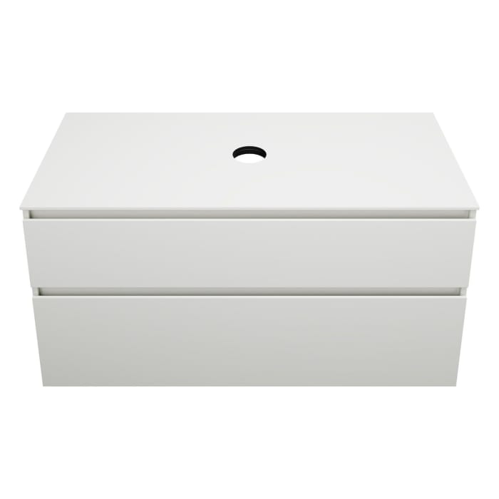 burgbad Lin20 Waschtischunterschrank mit Konsolenplatte 120 cm,  2 Auszüge, Beckenausschnitt mittig