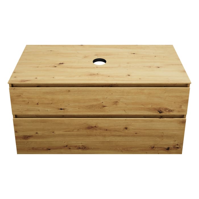 burgbad Lin20 Waschtischunterschrank mit Konsolenplatte 120 cm, 2 Auszüge, Beckenausschnitt mittig