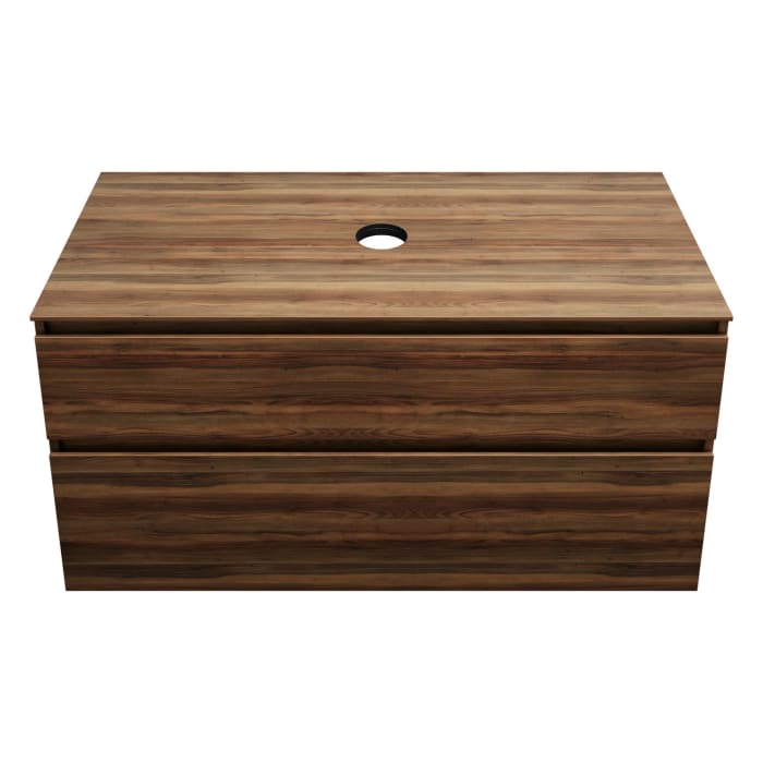 burgbad Lin20 Waschtischunterschrank mit Konsolenplatte 120 cm, 2 Auszüge, Beckenausschnitt mittig