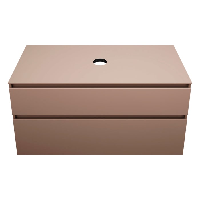 burgbad Lin20 Waschtischunterschrank mit Konsolenplatte 120 cm, 2 Auszüge, Beckenausschnitt mittig