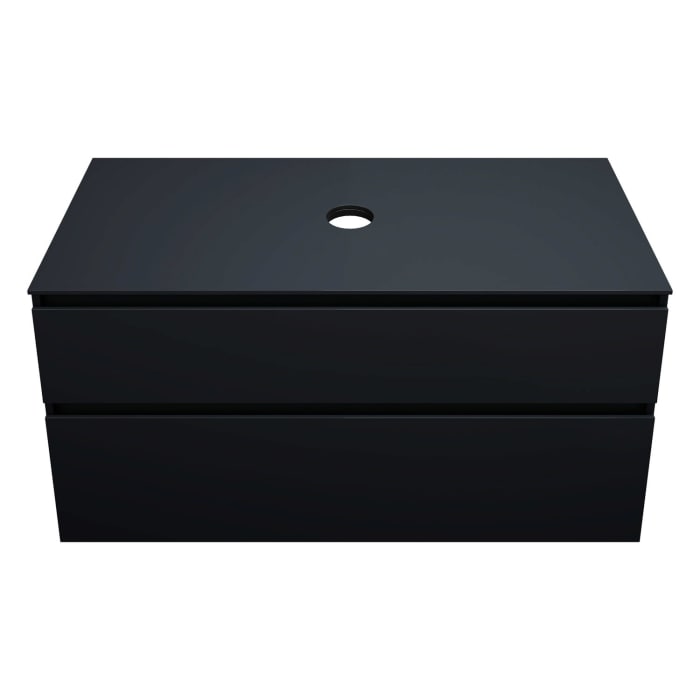 burgbad Lin20 Waschtischunterschrank mit Konsolenplatte 120 cm, 2 Auszüge, Beckenausschnitt mittig