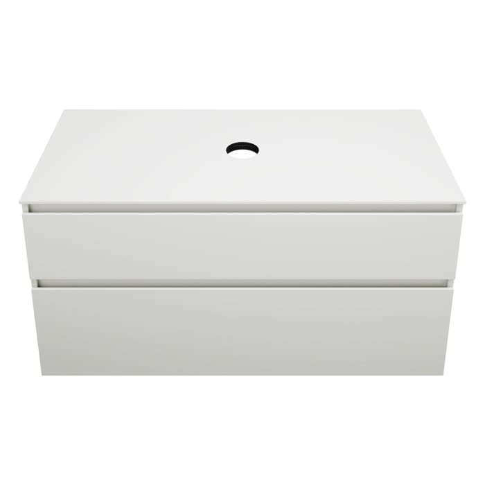 burgbad Lin20 Waschtischunterschrank mit Konsolenplatte 120 cm, 2 Auszüge, Beckenausschnitt mittig