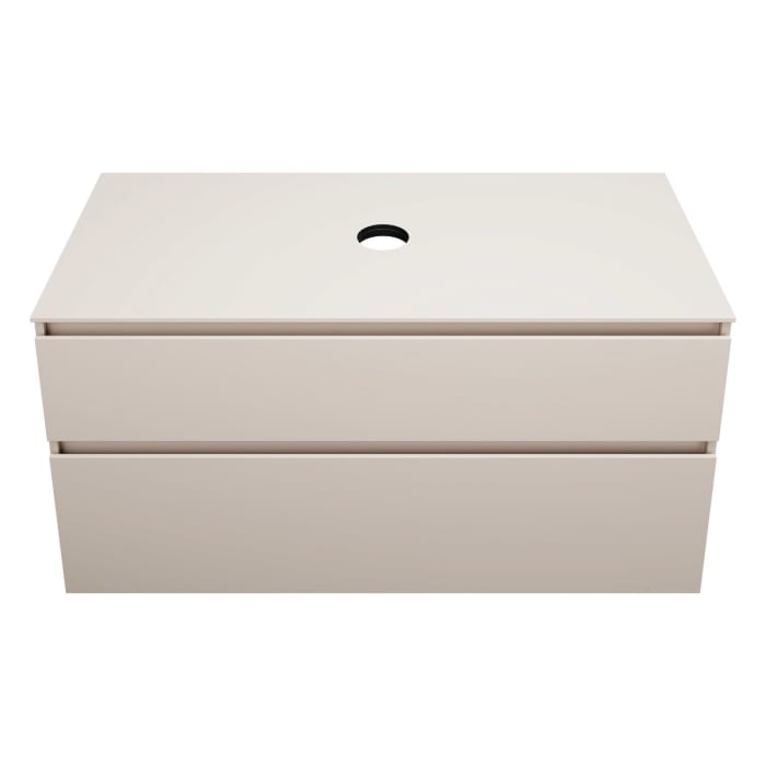 burgbad Lin20 Waschtischunterschrank mit Konsolenplatte 120 cm, 2 Auszüge, Beckenausschnitt mittig