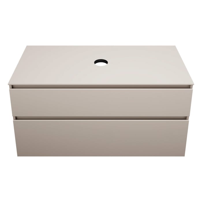 burgbad Lin20 Waschtischunterschrank mit Konsolenplatte 120 cm, 2 Auszüge, Beckenausschnitt mittig