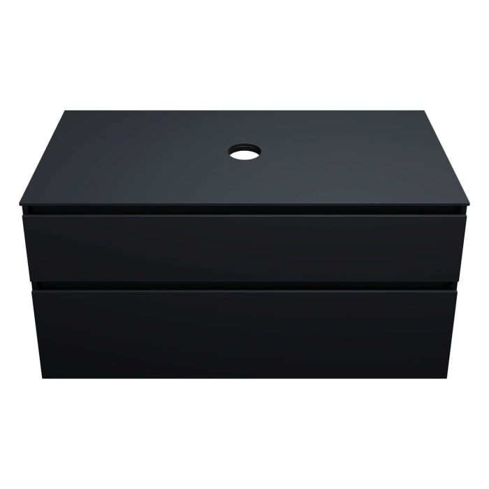 burgbad Lin20 Waschtischunterschrank mit Konsolenplatte 120 cm, 2 Auszüge, Beckenausschnitt mittig