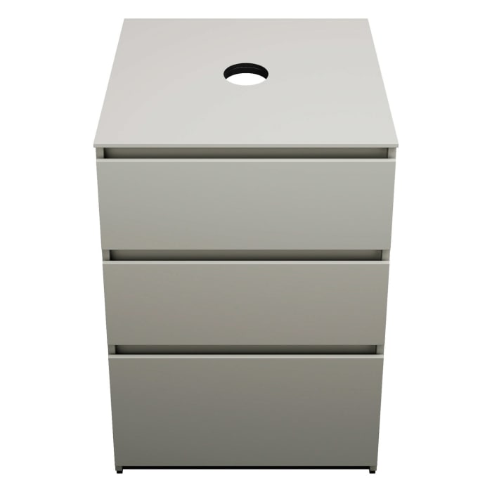 burgbad Lin20 Waschtischunterschrank mit Konsolenplatte 60 cm,  3 Auszüge, Beckenausschnitt mittig