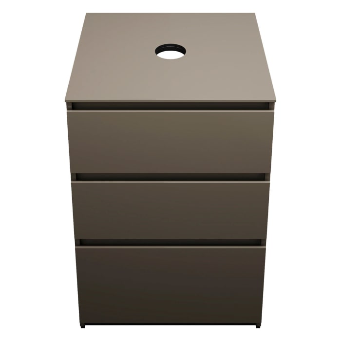 burgbad Lin20 Waschtischunterschrank mit Konsolenplatte 60 cm, 3 Auszüge, Beckenausschnitt mittig