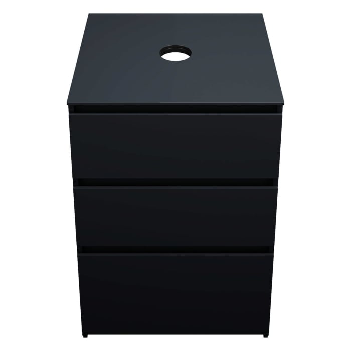 burgbad Lin20 Waschtischunterschrank mit Konsolenplatte 60 cm, 3 Auszüge, Beckenausschnitt mittig