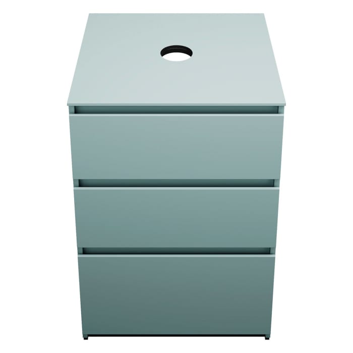 burgbad Lin20 Waschtischunterschrank mit Konsolenplatte 60 cm,  3 Auszüge, Beckenausschnitt mittig